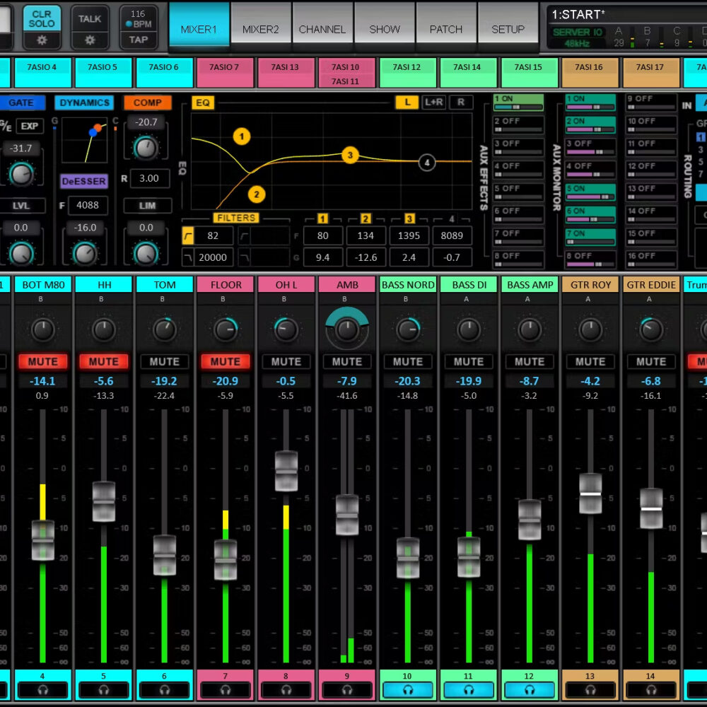 Phần mềm eMotion LV1 Live Mixer – 64 Stereo Channels